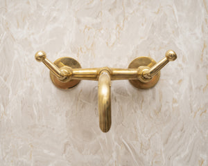 Unlacquered Brass Wall Mounted Faucet, Bathroom Sink Tub Filler Faucet