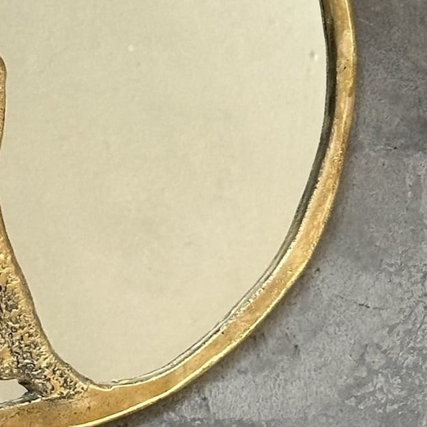Solid Brass Round Wall Mirror, Round Brass Bathroom Mirror - Zayian