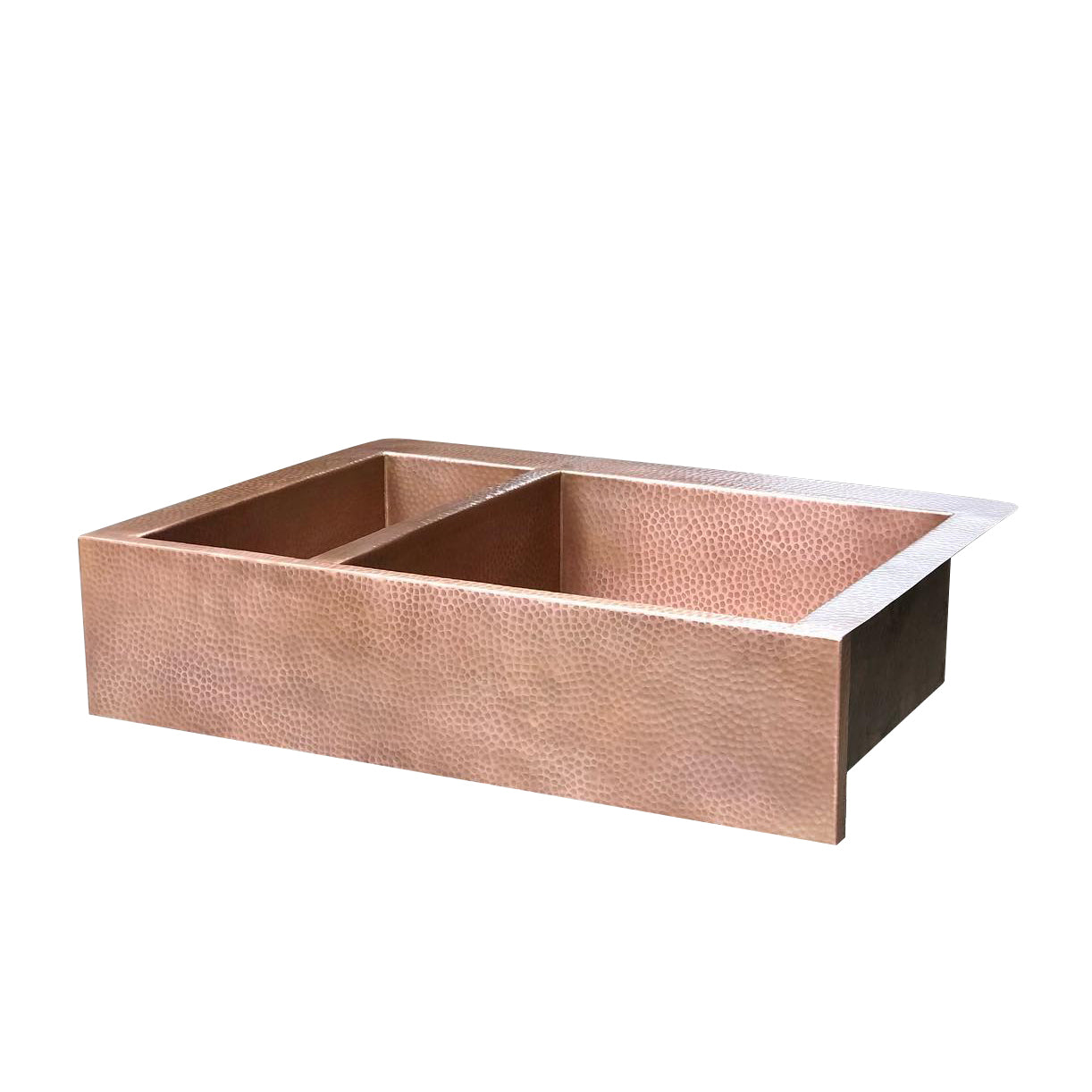 Double-Bowl Hammered Copper farmhouse sink