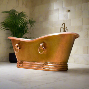 Hammered Copper Bathtub - Solid Hammered Copper Soaking Tub - Zayian