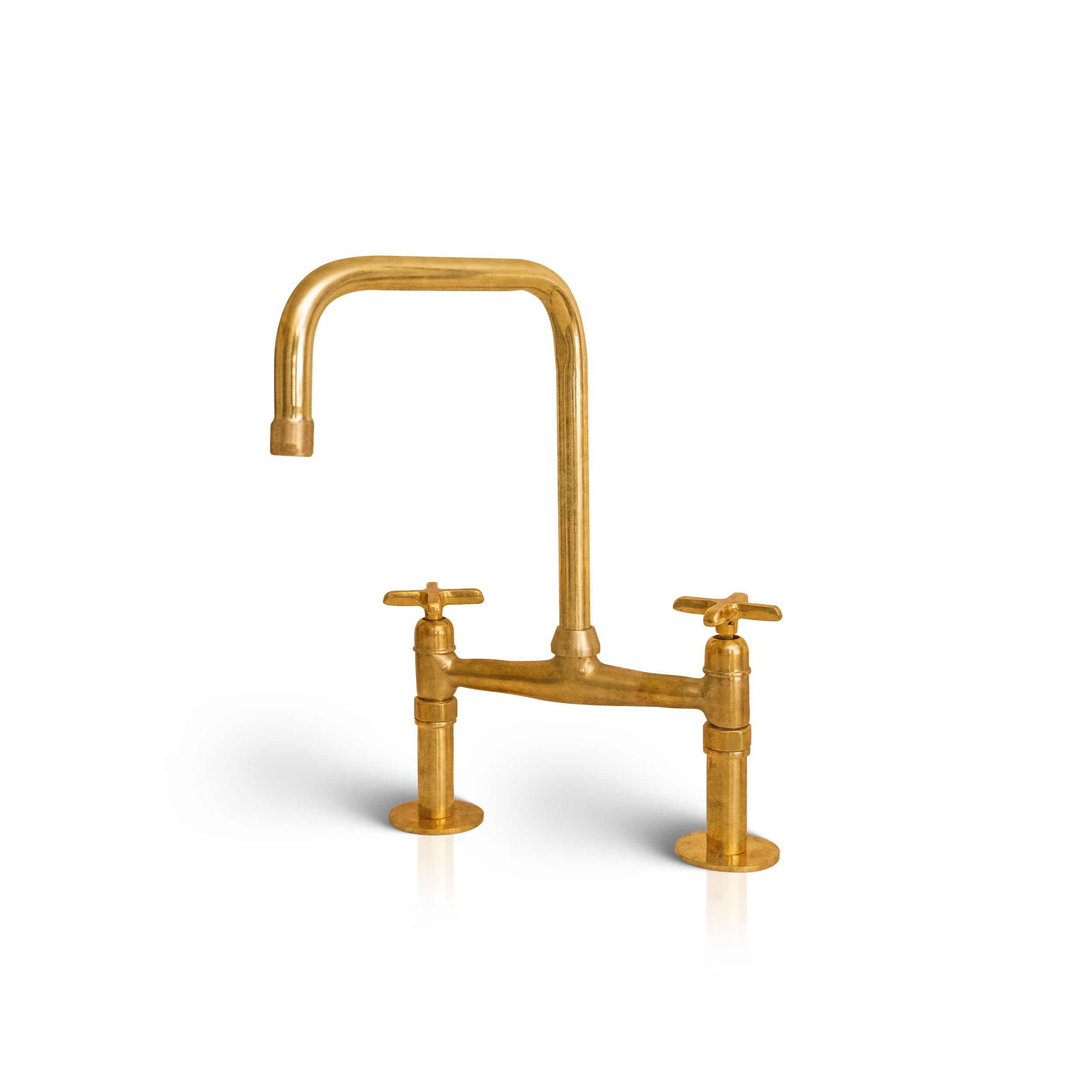Unlacquered solid brass 8" Brass Bridge faucet with square spout - Zayian
