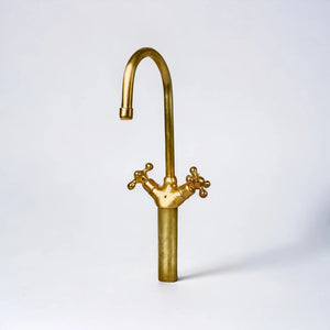 Brass Vessel Sink For Bathroom, Blue Patina Brass Sink with Faucet - Zayian