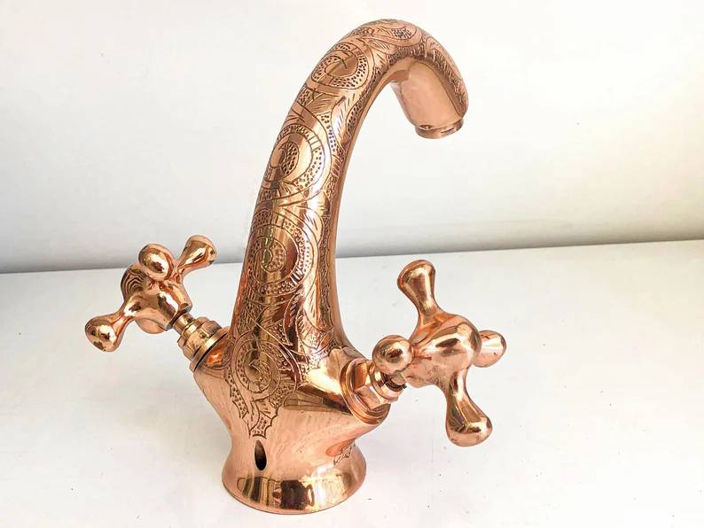 Rustic Elegance Copper Sink Faucet for Charming Bathroom