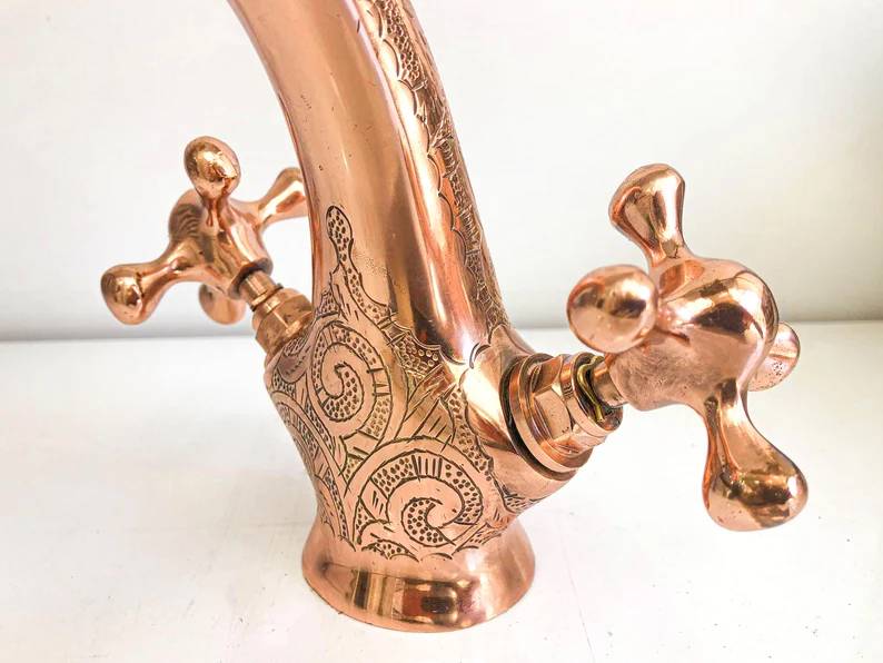 Vintage-Inspired Handcrafted Powder Room Copper Faucet