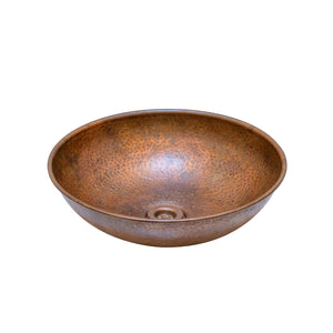 Round Aged Copper Vessel Sink Bathroom - Zayian