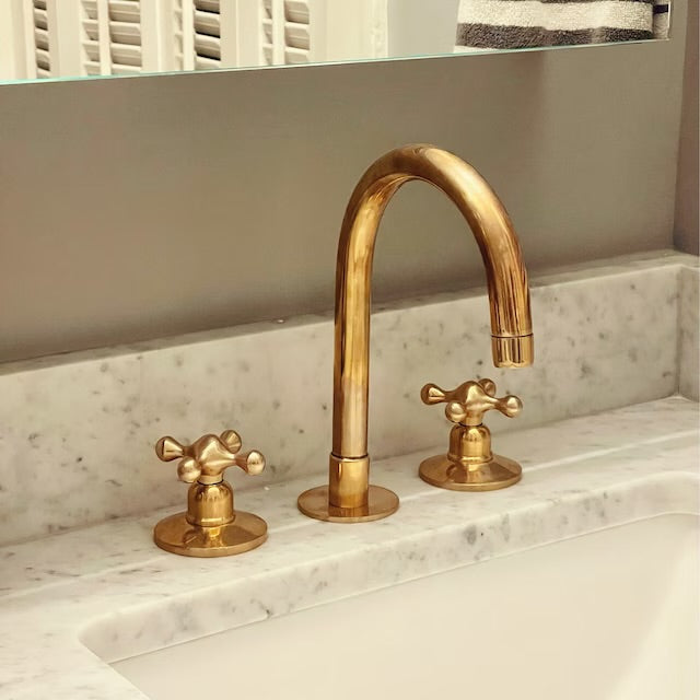 Widespread Unlacquered Brass Faucet 3 Holes - Zayian