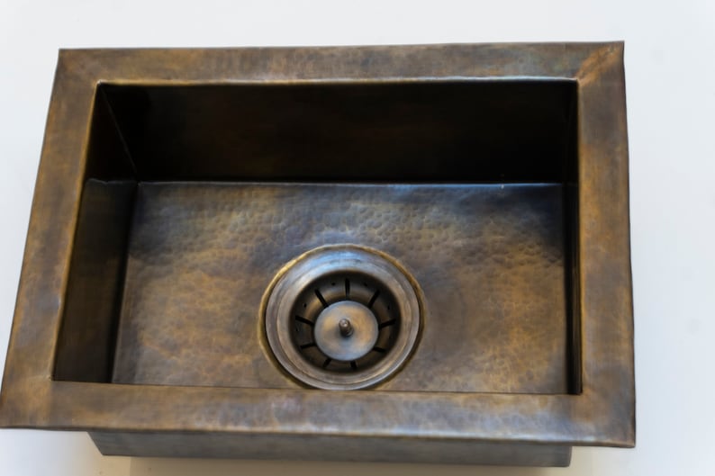 Antique Bronze Hammered Brass Undermount Farmhouse Kitchen Sink - Zayian