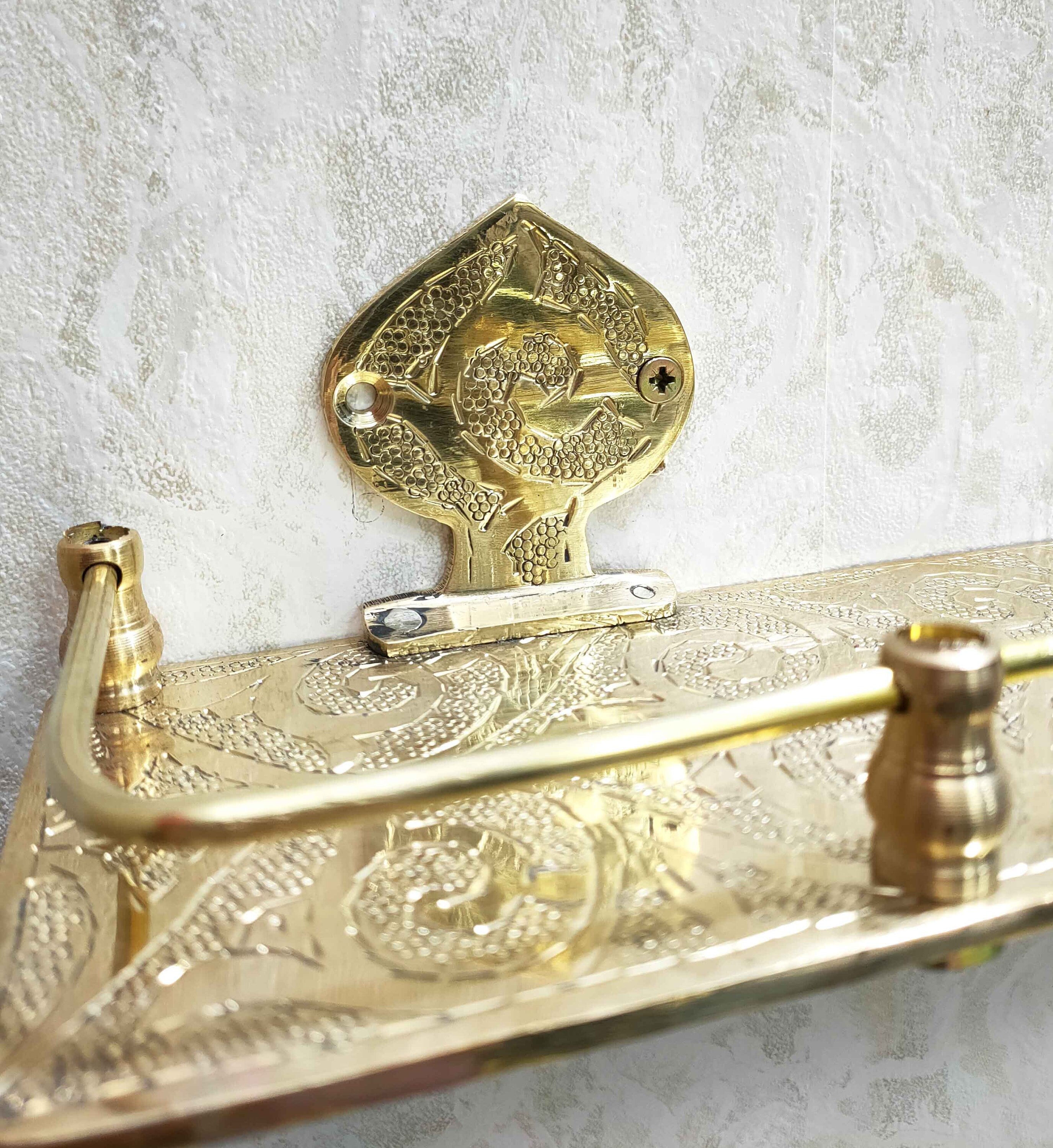 Artisanal Handcrafted Brass Shelf for Enchanting Bathroom Decor