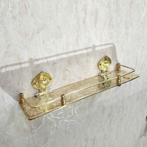 Enchanting Elven Forest Engraved Solid Brass Wall Bathroom Shelf
